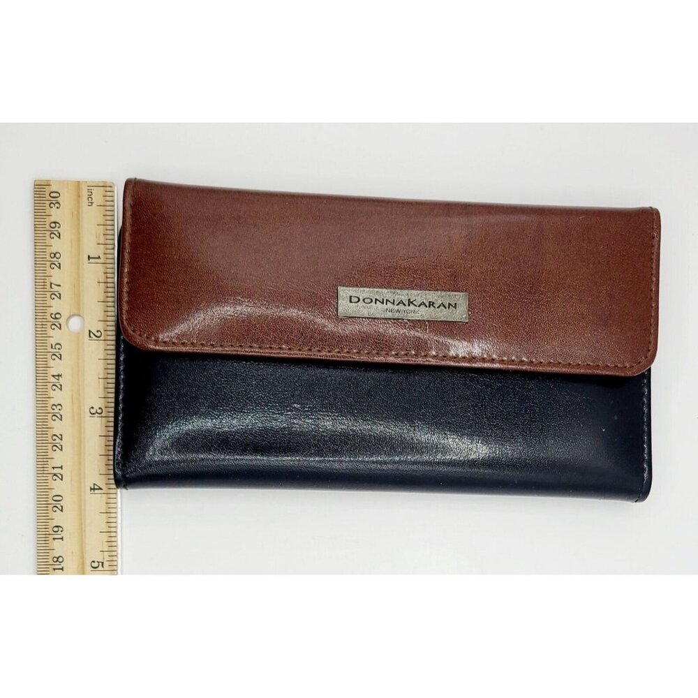 Donna Karan Wallet Clutch Leather Purse Black Brown Genuine Crafted Women's - Picture 8 of 8